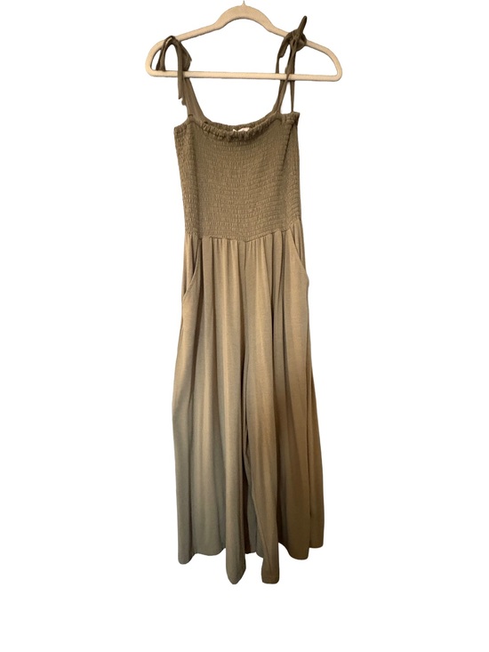 Jack by BB Dakota Pants - Jack by BB Dakota Olive Green Wide-Leg Jumpsuit with Tie Straps